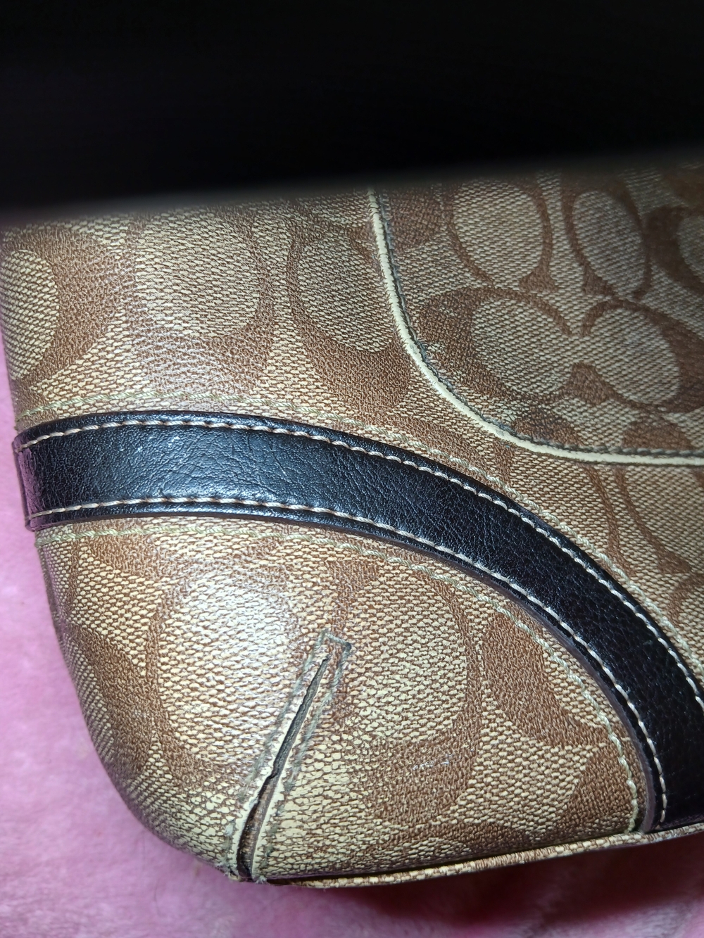 Coach Peyton Signature Heritage Tote Bag Brown F18917 Flawed - Picture 7 of 16
